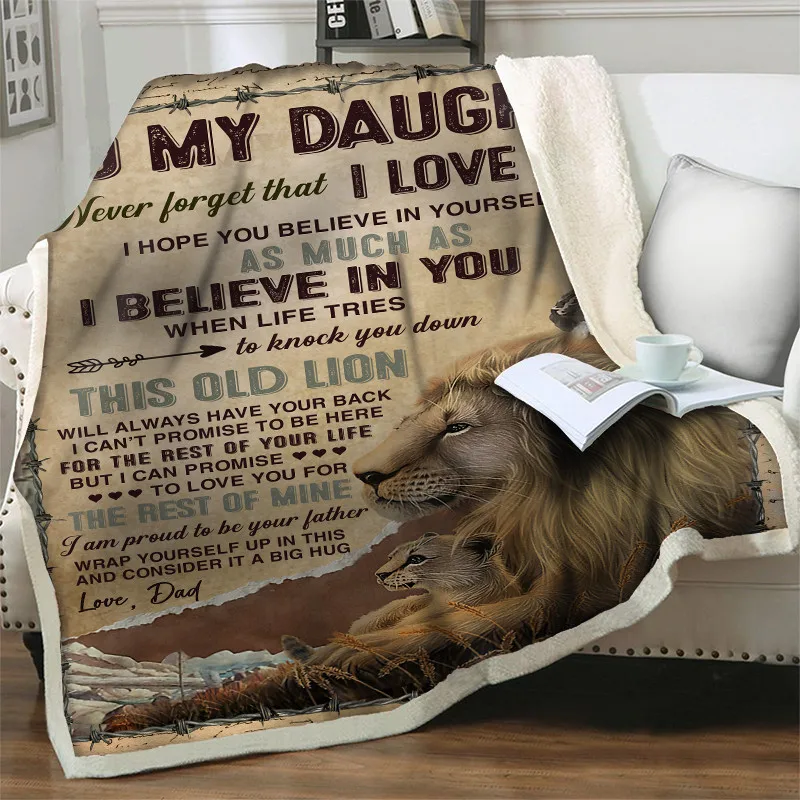 

Letter To My Daughter Printed Blanket Soft Fleece Throw Blankets from Dad Express Love Gift Sherpa Blanket Bedding Home textiles