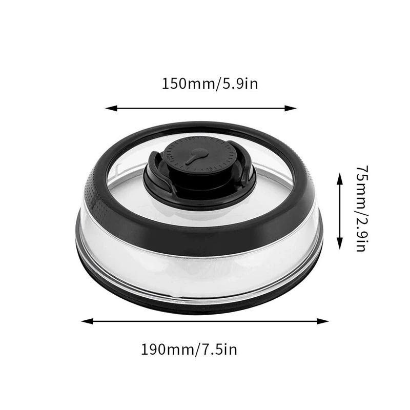1pcs Airtight Vacuum fresh cover Food Sealer Mintiml Cover Kitchen Instant Vacuum Food Sealer Cover Black for Bowls, Plates