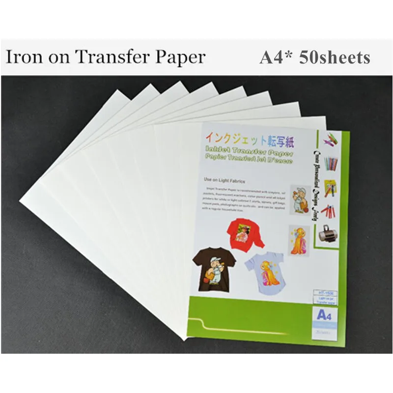 

(A4*50pcs) Iron on Heat Transfer Printing Paper Inkjet for 100% Cotton Iron on tshirt Transfers Thermal Transfer Papel HT-150E