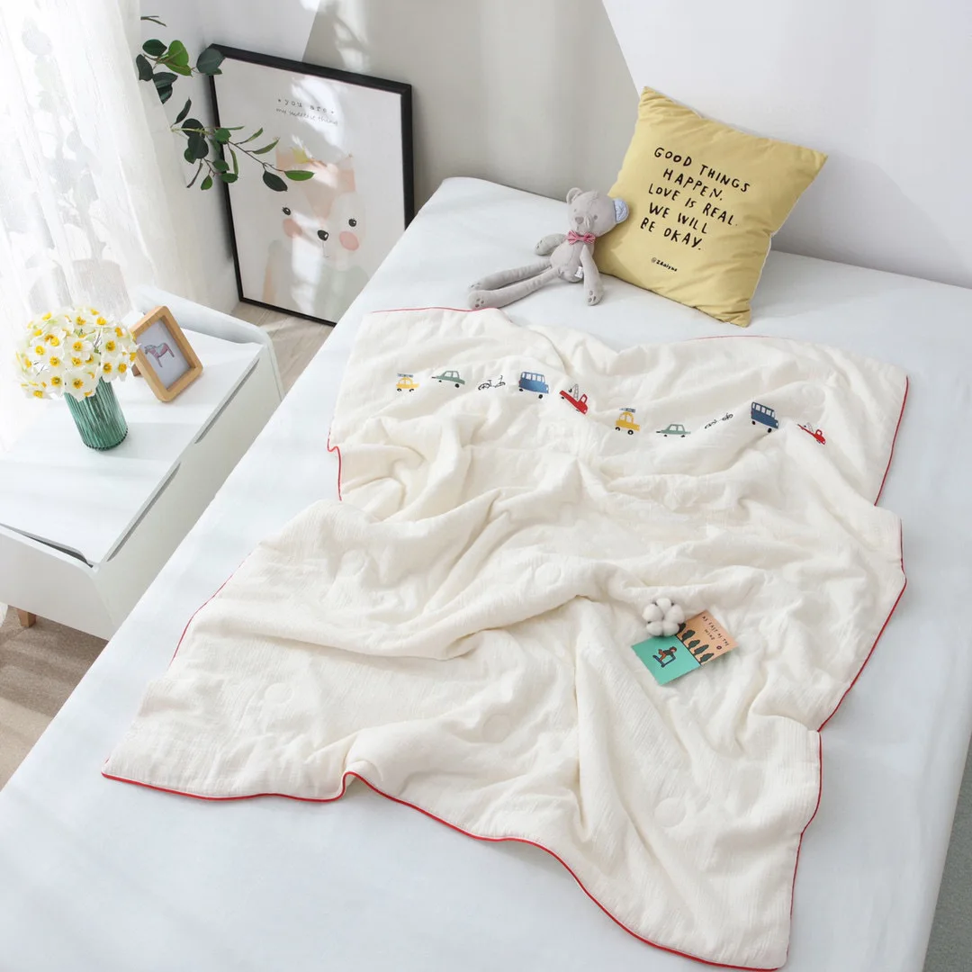 Embroidery Super Soft Cotton Muslin Kids Blanket, Embroidered Cars Fluffy Baby Quilt With Filler, Luxury Baby Receiving Blanket
Embroidery Super Soft Cotton Muslin Kids Blanket, Embroidered Cars Fluffy Baby Quilt With Filler, Luxury Baby Receiving Blanket