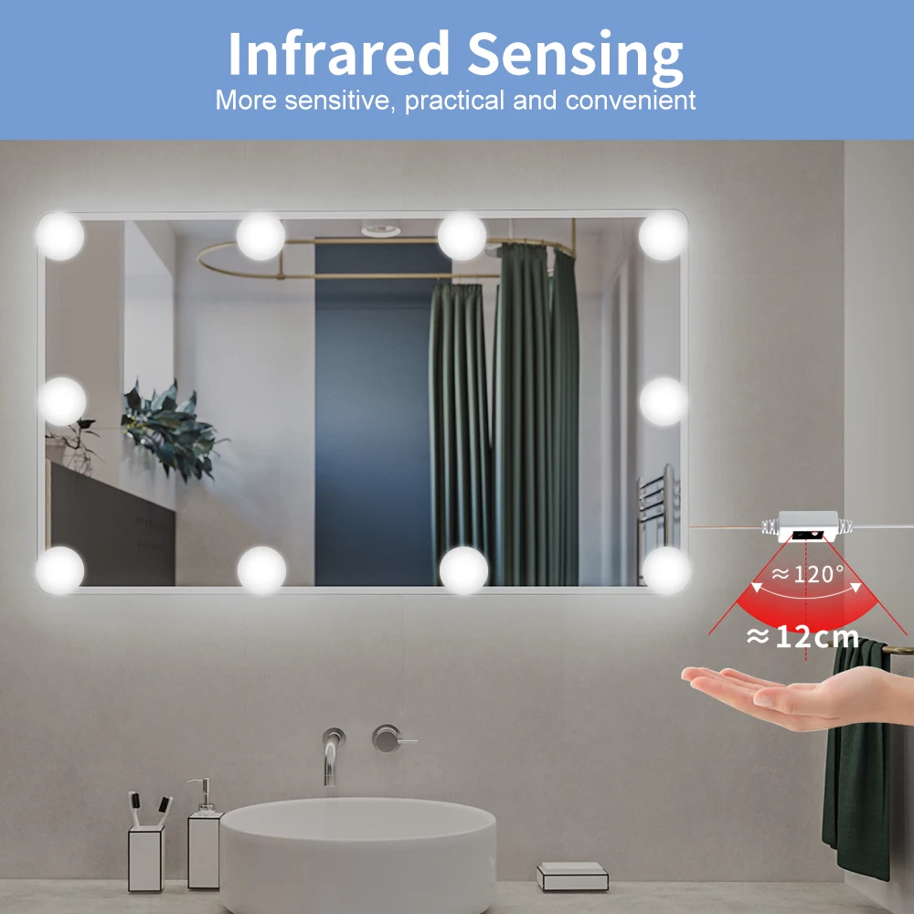 LED Mirror Light USB Dimmable Cosmetic Lamp DC 12V Bedroom Hand Sweep Makeup Lamp LED Bulb Dressing Table Light 2 6 10 14 Bulbs
LED Mirror Light USB Dimmable Cosmetic Lamp DC 12V Bedroom Hand Sweep Makeup Lamp LED Bulb Dressing Table Light 2 6 10 14 Bulbs