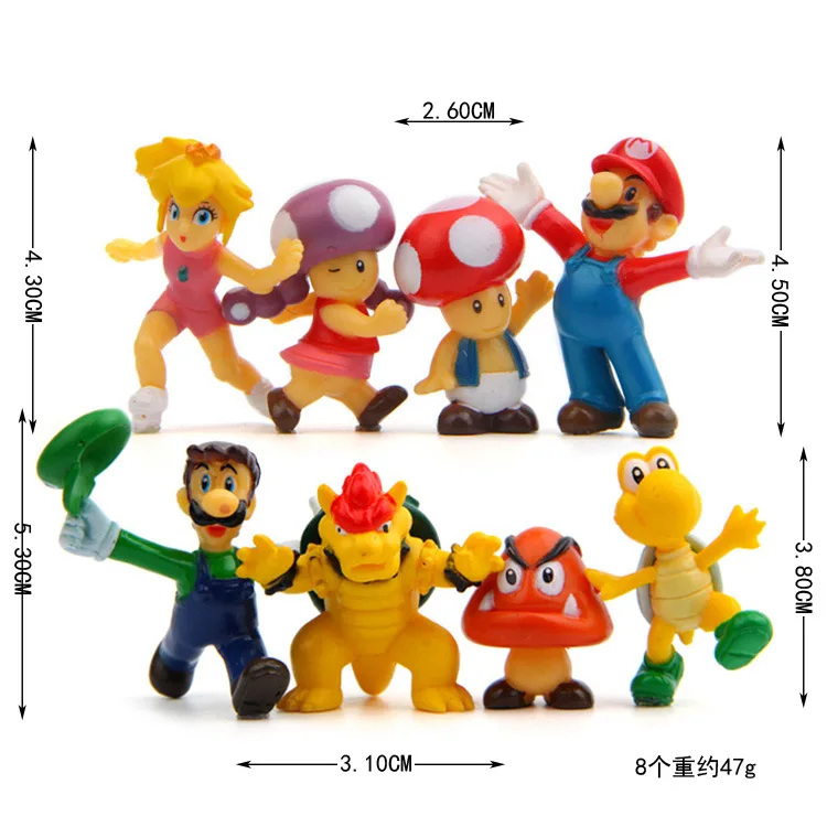 8PCS 3-5cm mini mario bros running Luigi yoshi Bowser toad figure action toy PVC Super mario Gashapon model kids collection
8PCS 3-5cm mini mario bros running Luigi yoshi Bowser toad figure action toy PVC Super mario Gashapon model kids collection