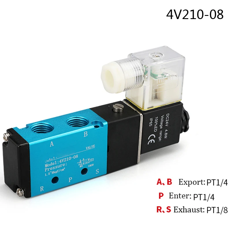 Pneumatic Valve Electric Solenoid Valve 4v210-08 Control Air Gas Magnetic 5 Way 2 Position DC12V 24V AC110V 220V Coil Volt
Pneumatic Valve Electric Solenoid Valve 4v210-08 Control Air Gas Magnetic 5 Way 2 Position DC12V 24V AC110V 220V Coil Volt