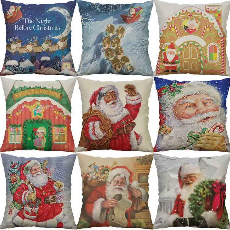 18" Linen Pillow Claus Christmas Home Cover Cotton Decorative Case Cushion Santa 45*45 cm 
18" Linen Pillow Claus Christmas Home Cover Cotton Decorative Case Cushion Santa 45*45 cm