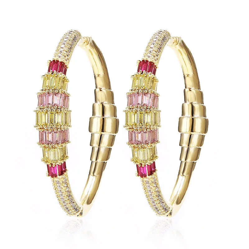 Luxury Gold Geometry Cubic Zircon Hoop Earrings For Women Wedding Fashion Circle Hoop Earring 
Luxury Gold Geometry Cubic Zircon Hoop Earrings For Women Wedding Fashion Circle Hoop Earring