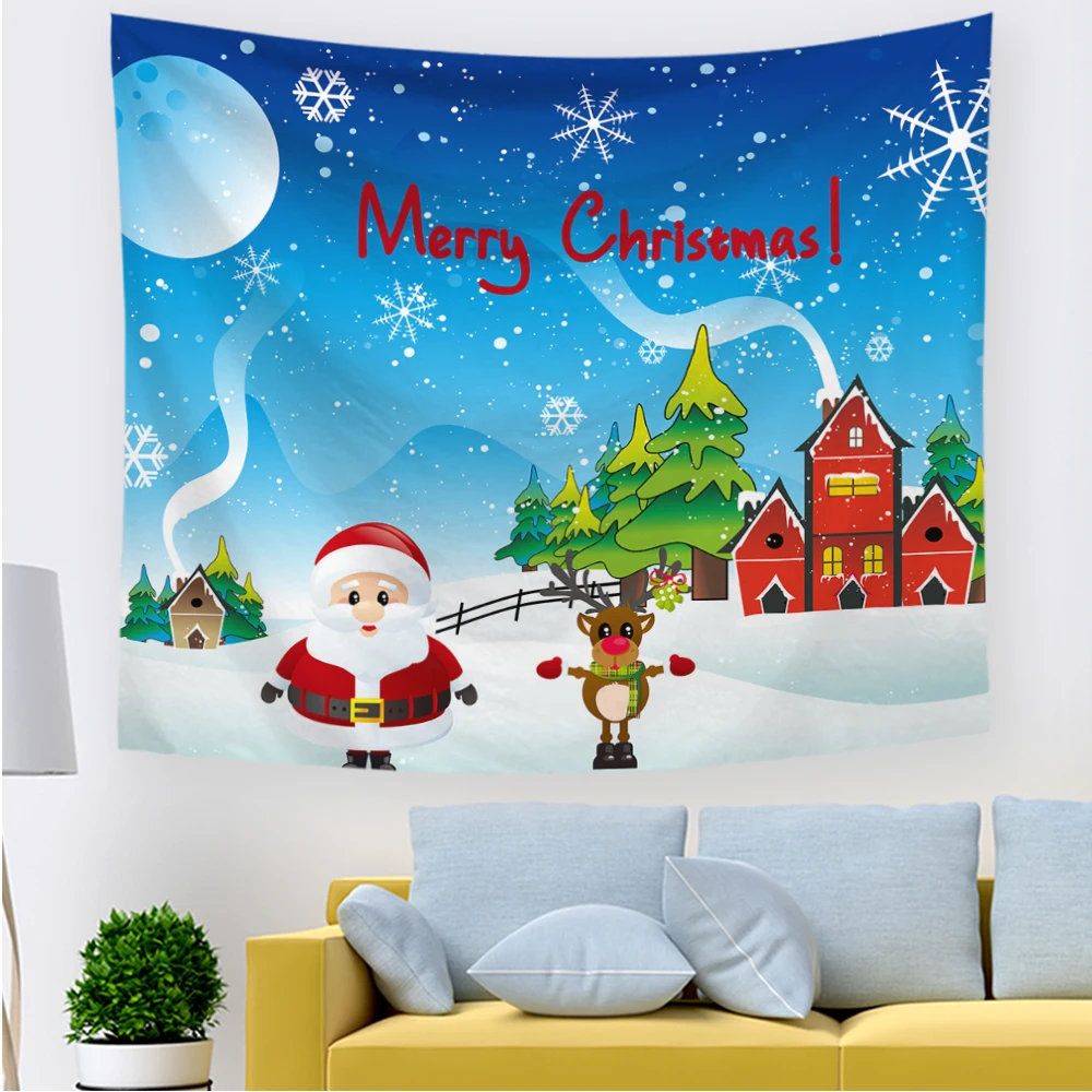 

Merry Christmas Tapestry Blankets Snowman Gift Printing Hippie Wall Hanging Tapestries For Living Room Bedroom Wall Decoration