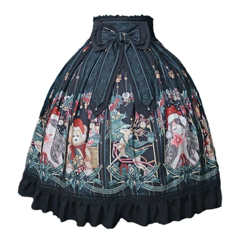 

Gothic palace lolita skirt vintage falbala bowknot kawaiiskirt cute printing cardigan victorian skirt gothic lolita sk loli cos