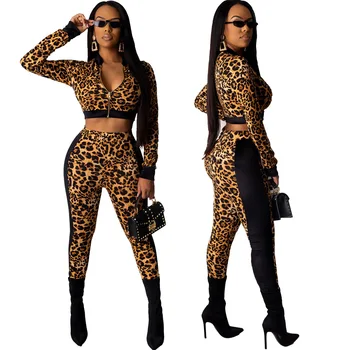 Women Outfits Fashion Casual Leopard Print Stitching 2 Piece Set 2020 Spring Summer Sexy Zipper Long Sleeve Tracksuit For Women
Women Outfits Fashion Casual Leopard Print Stitching 2 Piece Set 2020 Spring Summer Sexy Zipper Long Sleeve Tracksuit For Women