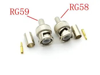 

50PCS/100PCS BNC Male RG59/RG58 Crimp on Coax Coaxial adapter For CCTV camera CONNECTOR