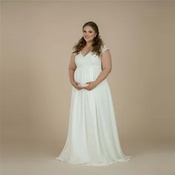 V-Neck Short Sleeves Lace Wedding Dresses Pregnant Ladies Chiffon Spring Bridal Gowns Sexy Open Back Vestidos De Mariee Formal
V-Neck Short Sleeves Lace Wedding Dresses Pregnant Ladies Chiffon Spring Bridal Gowns Sexy Open Back Vestidos De Mariee Formal