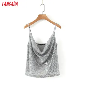 Tangada Women Sexy silver Sequined Tops V-neck Tanks Backless Short Tops Camis HY45
Tangada Women Sexy silver Sequined Tops V-neck Tanks Backless Short Tops Camis HY45