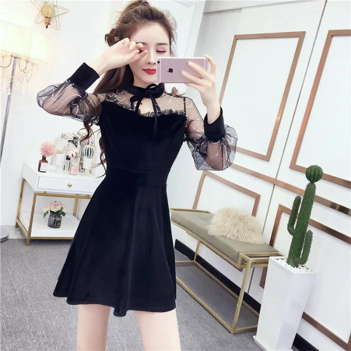 Young-Style WOMEN'S Dress New Style Autumn & Winter Korean-style Gauze Joint A- line High-waisted Slimming Hepburn Long-sleeved
Young-Style WOMEN'S Dress New Style Autumn & Winter Korean-style Gauze Joint A- line High-waisted Slimming Hepburn Long-sleeved