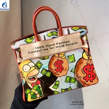 Hand painted The rich and money Women Handbags classic Totes Silver golden lock 100% Genuine leather bags for women 2020 handbag 
Hand painted The rich and money Women Handbags classic Totes Silver golden lock 100% Genuine leather bags for women 2020 handbag