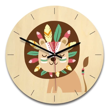 Nordic Style Living Room Wooden Clock Creative Wall Clock With Amimal Lion Print
Nordic Style Living Room Wooden Clock Creative Wall Clock With Amimal Lion Print