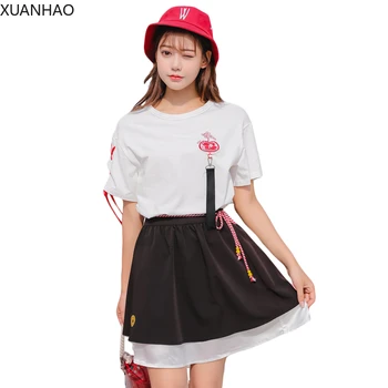 XUANHAO 2020 New Women's Sets Chinese Style Lace Up T Shirt And Black Mini Skirt Spring Fashion Sweet Style Girls Two Piece Set 
XUANHAO 2020 New Women's Sets Chinese Style Lace Up T Shirt And Black Mini Skirt Spring Fashion Sweet Style Girls Two Piece Set