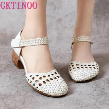 GKTINOO Summer Sandals Retro Women Shoes 2020 New Genuine Leather Weave Hook & Loop Casual Sewing Handmade Ladies Sandals
GKTINOO Summer Sandals Retro Women Shoes 2020 New Genuine Leather Weave Hook & Loop Casual Sewing Handmade Ladies Sandals