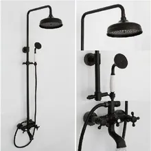 Black Oil Rubbed Brass Dual Cross Handles Bathroom 8 Inch Round Rain Shower Faucet Set Bath Tub Mixer Tap Hand Shower mrs020
Black Oil Rubbed Brass Dual Cross Handles Bathroom 8 Inch Round Rain Shower Faucet Set Bath Tub Mixer Tap Hand Shower mrs020
