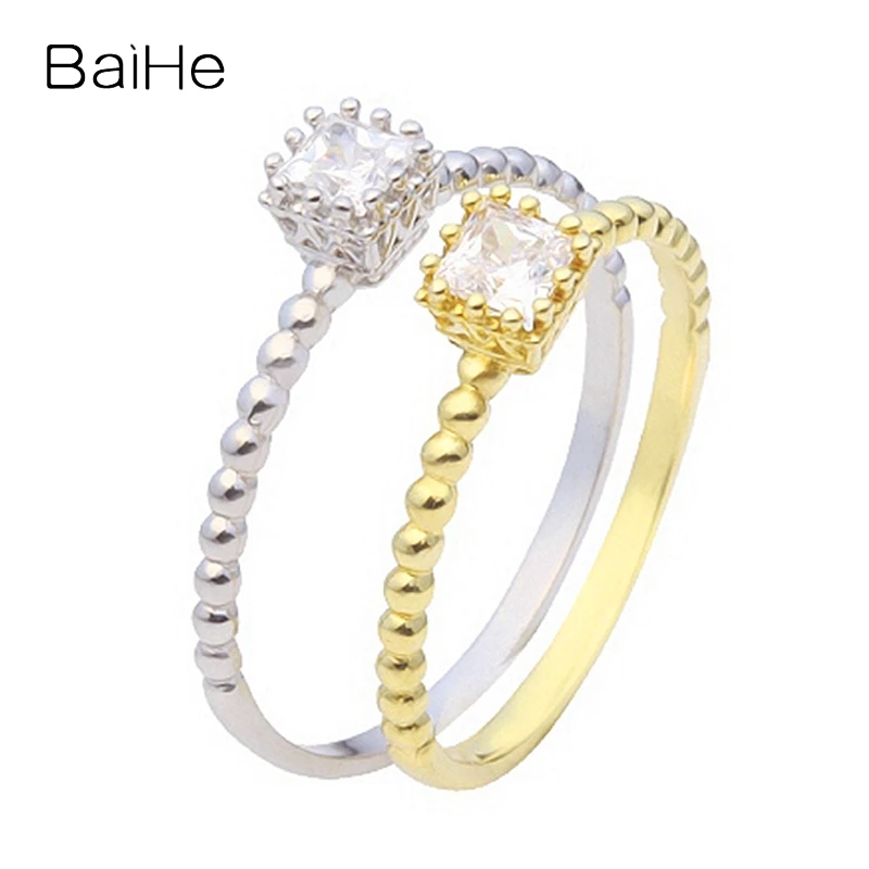 

Квадратное кольцо BAIHE из белого/желтого золота с натуральными бриллиантами, 14 к