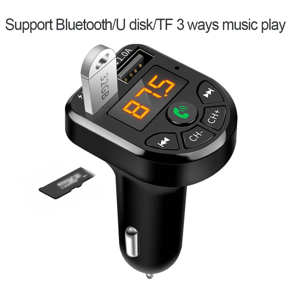 

Car Bluetooth 5.0 USB 3.1A Fast Car Charger Mp3 Transmitter Player U Disk Fm Call Bluetoot Support Hands-free Transmitters
