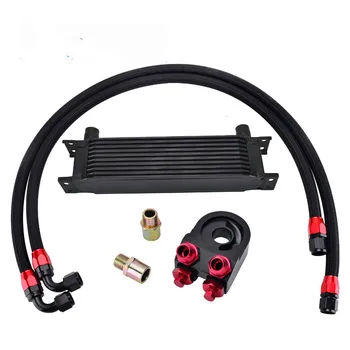 Universal 10 Row AN10 Oil Adapter Filter Cooler Plate Kit+Engine Transmission Oil Cooler+Stainless Steel Oil Hose Line 
Universal 10 Row AN10 Oil Adapter Filter Cooler Plate Kit+Engine Transmission Oil Cooler+Stainless Steel Oil Hose Line