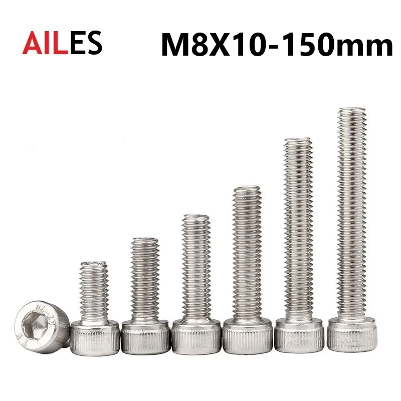 

M8 304 Stainless Steel Allen Hexagon Hex Socket Cap Head Screws 8mm x10 12 14 22 25 30 35 40 45 90 100 110 130 150mm DIN912 Bolt