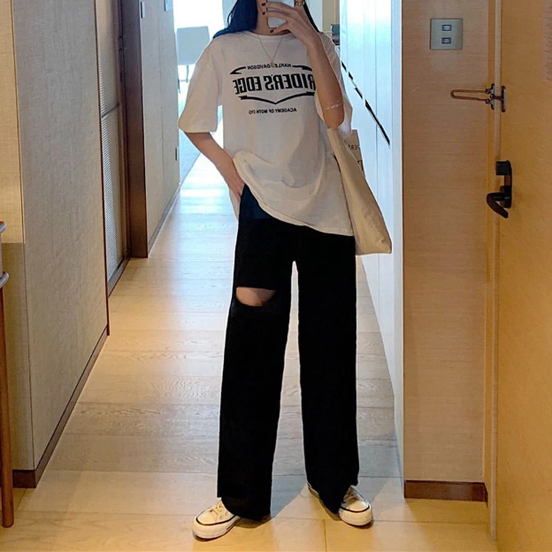 2020 Spring And Autumn New Solid Color Ripped Wide Leg Pants Drape Loose Elastic Drawstring Casual Sports Pants
2020 Spring And Autumn New Solid Color Ripped Wide Leg Pants Drape Loose Elastic Drawstring Casual Sports Pants