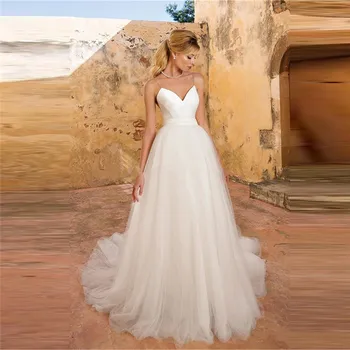 Simple Spaghetti Strips Mermaid 2 In 1 Wedding Dresses Satin Tulle Bridal Gowns Garden Long White Robe De Mariage 2021 Spring 
Simple Spaghetti Strips Mermaid 2 In 1 Wedding Dresses Satin Tulle Bridal Gowns Garden Long White Robe De Mariage 2021 Spring