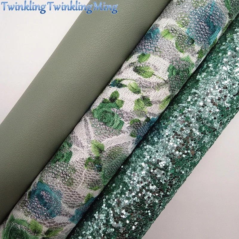 GREEN Glitter Fabric, Rose Flowers Lace glitter, Synthetic Leather Fabric Sheets For Bow A4 21x29CM Twinkling Ming XM753
GREEN Glitter Fabric, Rose Flowers Lace glitter, Synthetic Leather Fabric Sheets For Bow A4 21x29CM Twinkling Ming XM753