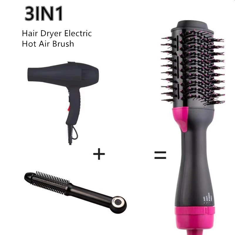 

3 IN 1 One Step Hair Dryer Electric Hot Air Brush Negative Dryer brush Negative Ion Generator Hair Straightener Curler for women