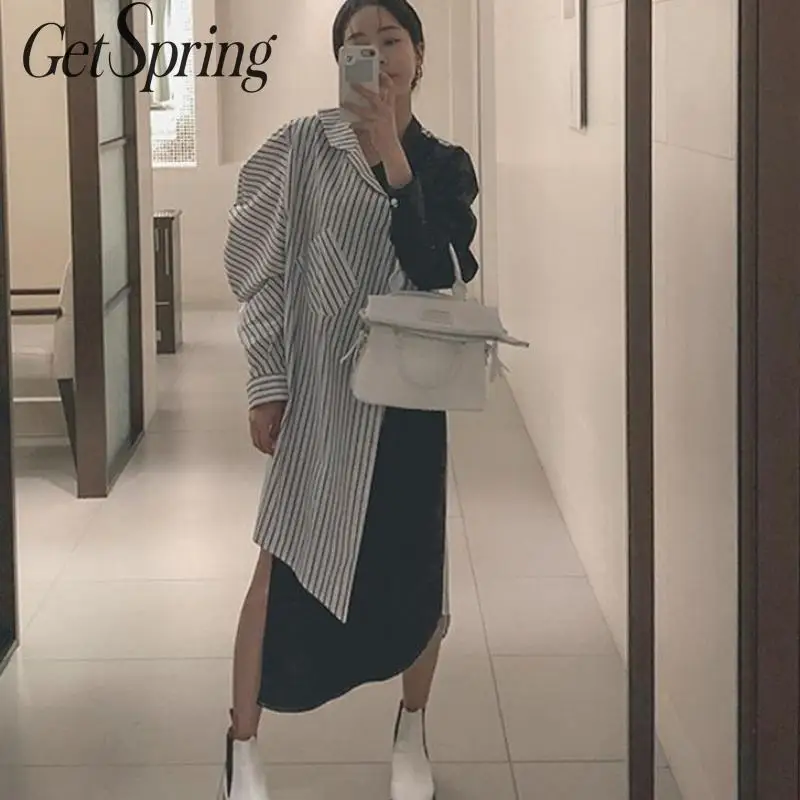 GETSPRING Women Dress Stripe Patchwork Color Matching Shirt Dressees Irregular Loose Plus Size Long Autumn Dresses 2019 New Sexy
GETSPRING Women Dress Stripe Patchwork Color Matching Shirt Dressees Irregular Loose Plus Size Long Autumn Dresses 2019 New Sexy