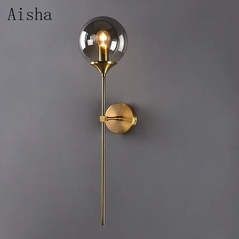 

Modern Clear/Amber/Smoke grey/White Glass Wall Lamp Bedside Wall Sconce Living room Wall Light E14 LED Warm light Nordic Lamp