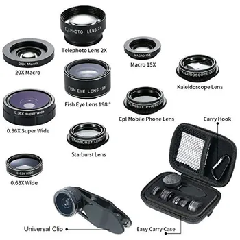 Mobile Phone Lens Kit Wide Micro-Angle Fisheye Telephoto Kaleidoscope Lens Portable Case For Most Smart Phone
Mobile Phone Lens Kit Wide Micro-Angle Fisheye Telephoto Kaleidoscope Lens Portable Case For Most Smart Phone