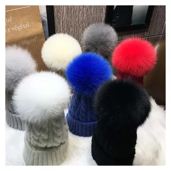 Winter Warm Real Natural Fur PomPom Knitted Hats Women Striped Bones Ski Skullies Beanie Removable Fur Ball Cap
Winter Warm Real Natural Fur PomPom Knitted Hats Women Striped Bones Ski Skullies Beanie Removable Fur Ball Cap
