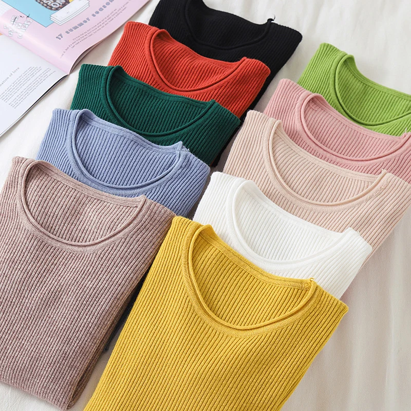 2019 New Popular Knitted Sweater Basic Style Pullovers Women Solid Color Spring Autumn Slim Round Neck Long Sleeve Sweater 1PC
2019 New Popular Knitted Sweater Basic Style Pullovers Women Solid Color Spring Autumn Slim Round Neck Long Sleeve Sweater 1PC