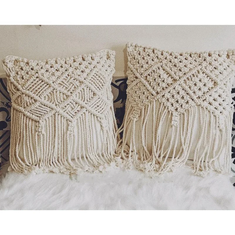 MOM'S YARD New Macrame Handmade Cotton Thread Pillowcase Bohemia Moroccan Sofa Cushion Cover Decorative Pillowcase High-end Gift 
MOM'S YARD New Macrame Handmade Cotton Thread Pillowcase Bohemia Moroccan Sofa Cushion Cover Decorative Pillowcase High-end Gift