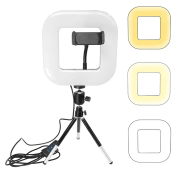 18cm Dimmable Square USB LED Light With Tripod Stand Cell Phone Holder 3 Light Modes Table Light For Live Streaming Makeup
18cm Dimmable Square USB LED Light With Tripod Stand Cell Phone Holder 3 Light Modes Table Light For Live Streaming Makeup