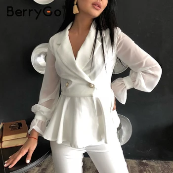 BerryGo Casual white button blazer Chic long sleeve fitted office ladies blazer Autumn women bottom Ruffled 2020 outerwears 
BerryGo Casual white button blazer Chic long sleeve fitted office ladies blazer Autumn women bottom Ruffled 2020 outerwears