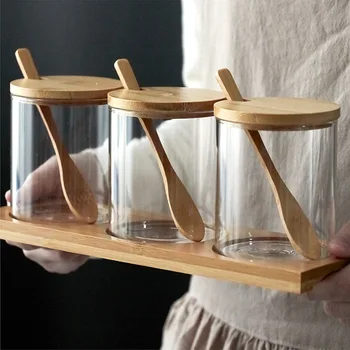 Glass Herb Spice Tools Seasoning Bottle Glass Sugar Salt Storage Jar Spice Jars with Wooden Spoon Kitchen Accessories MJ708
Glass Herb Spice Tools Seasoning Bottle Glass Sugar Salt Storage Jar Spice Jars with Wooden Spoon Kitchen Accessories MJ708
