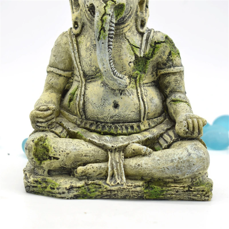 4 Fish Tank Retro Decorations Ganesh Buddha Statue Aquarium Ornaments Landscape Fish Bowl Ancient Buddha Statue Decor Resin
