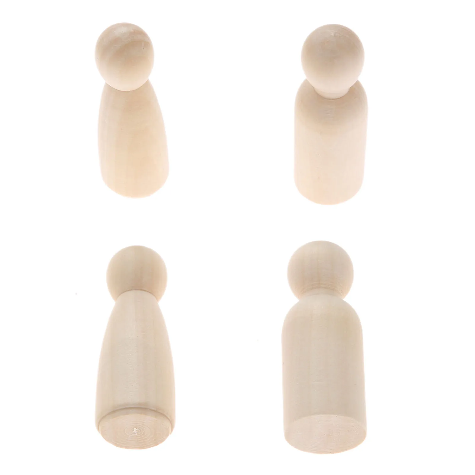 2Pcs Unpainted Blank Wooden Peg People Wood Figurines Peg Dolls Nesting Craft DIY Montessori Toy Kid Wedding Decoration 75*27mm