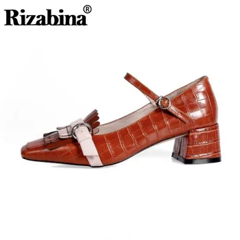 RizaBina Women Pumps Shoes Modern Mixed Color Square Toe Shoes Women Real Leather Tassel Metal Buckles Lady Footwear Size 34-42 
RizaBina Women Pumps Shoes Modern Mixed Color Square Toe Shoes Women Real Leather Tassel Metal Buckles Lady Footwear Size 34-42