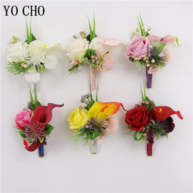 YO CHO Rose Calla Lily Boutonniere Flower Bride Wrist Corsage Wedding Girl Hand Flowers Party Suit Boutonniere Dress Decorations
YO CHO Rose Calla Lily Boutonniere Flower Bride Wrist Corsage Wedding Girl Hand Flowers Party Suit Boutonniere Dress Decorations