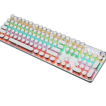 Gaming Mechanical Keyboard, Metal Panel,LED Backlit,USB Wired,Typewriter-Style Round Keycaps,for Laptop Desktop PC White
Gaming Mechanical Keyboard, Metal Panel,LED Backlit,USB Wired,Typewriter-Style Round Keycaps,for Laptop Desktop PC White