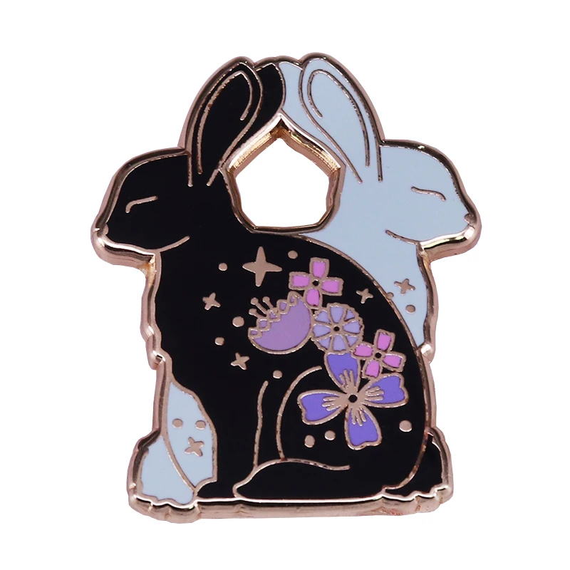 Black and white floral rabbit enamel pin cute Yin yang bunny lovers beautiful addition
Black and white floral rabbit enamel pin cute Yin yang bunny lovers beautiful addition