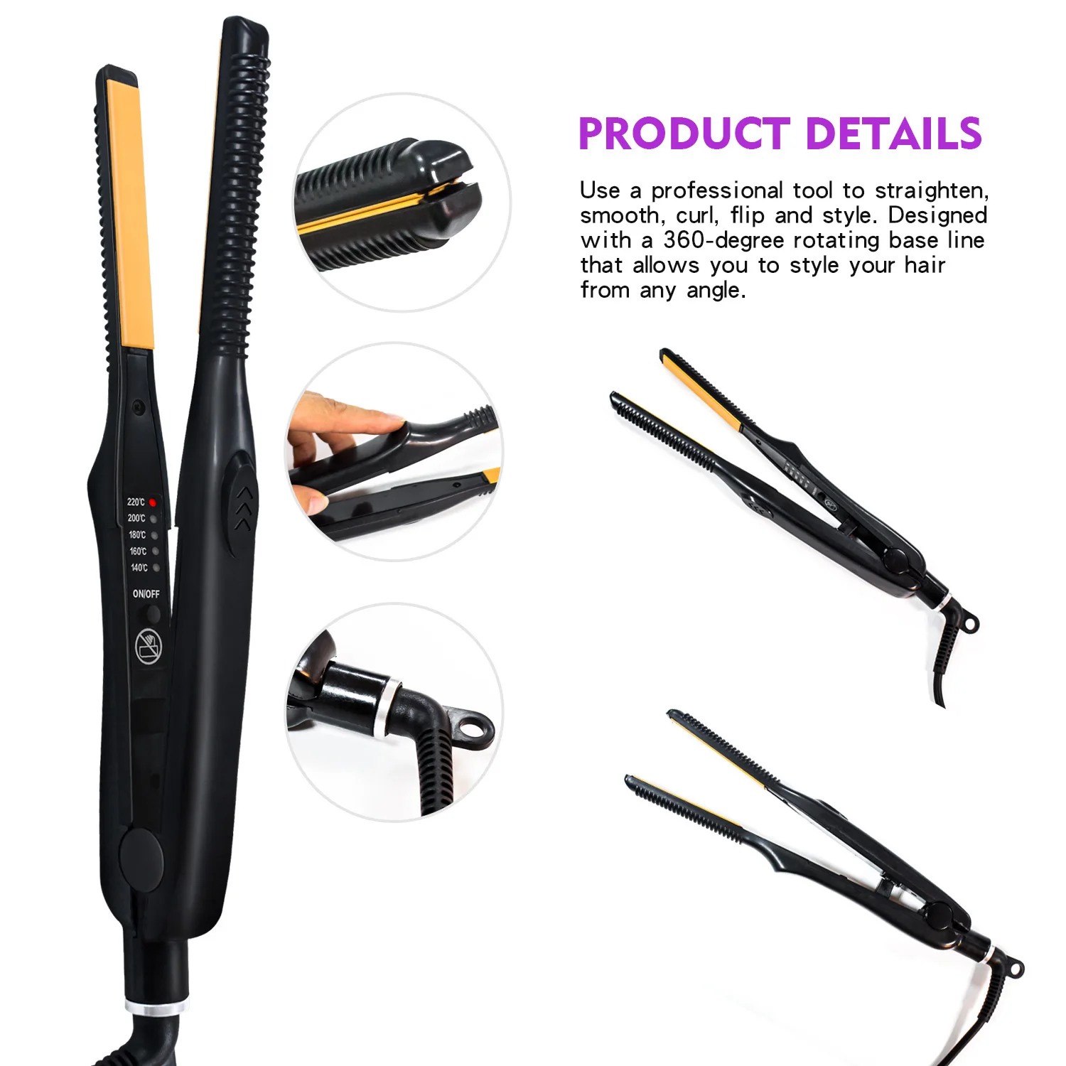 Generic Hair Straightener UltraThin Mini Curl For Short Hair Beard