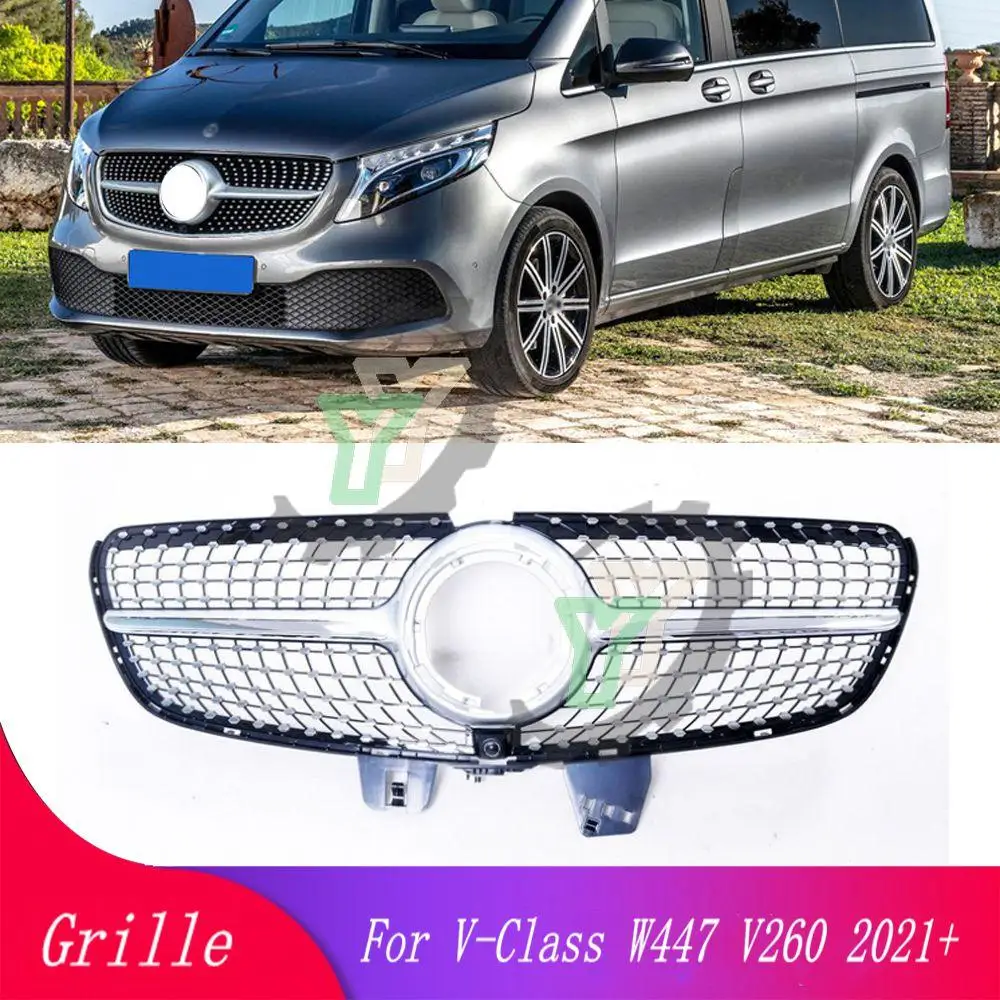 Car front bumper grille modified diamond grille for Mercedes-Benz V-Class W447 V250 V260 racing grill black/chrome (with camera)
Car front bumper grille modified diamond grille for Mercedes-Benz V-Class W447 V250 V260 racing grill black/chrome (with camera)