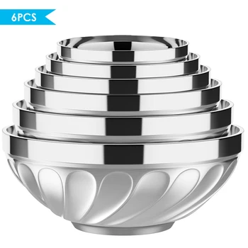 6pcs Stainless Steel Mixing Bowls Non Slip Nesting Whisking Bowls Set Mixing Bowls For Salad Cooking Baking Kitchen Tableware
6pcs Stainless Steel Mixing Bowls Non Slip Nesting Whisking Bowls Set Mixing Bowls For Salad Cooking Baking Kitchen Tableware
