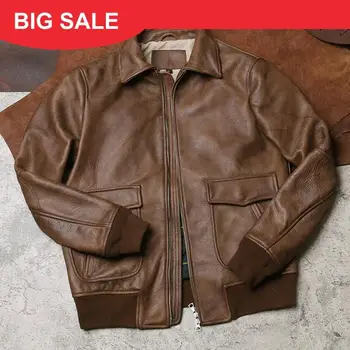 2020 Dark Brown UASF Pilot Leather Jacket Large Size XXXXL Genuine Cowhide Autumn Slim Fit Military Aviator Leather Coat
2020 Dark Brown UASF Pilot Leather Jacket Large Size XXXXL Genuine Cowhide Autumn Slim Fit Military Aviator Leather Coat