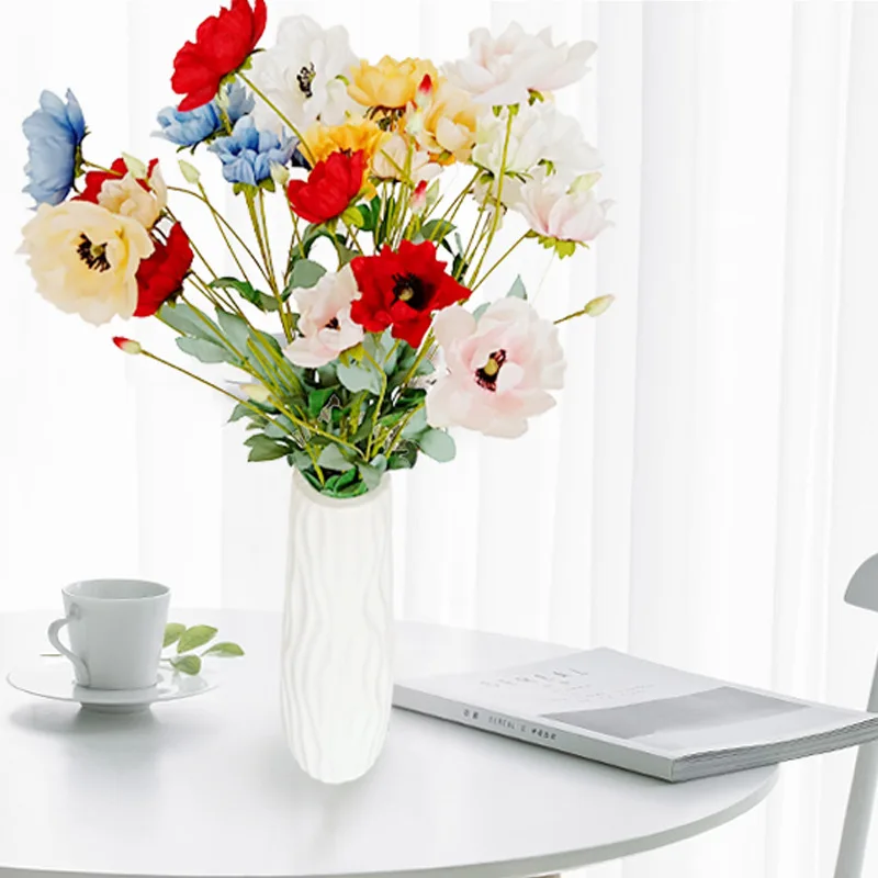 Artificial Corn Poppy Flowers Silk Fake Papaver Rhoeas Flower with Leaves Wedding Home Decoration Fake Plants 
Artificial Corn Poppy Flowers Silk Fake Papaver Rhoeas Flower with Leaves Wedding Home Decoration Fake Plants