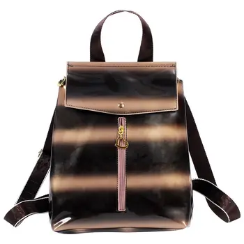 

School Backpack Women Fashion Alligator Grain Backpack Girl Casual Vintage Patent Leather Women's Backpack Bag(Brown)
